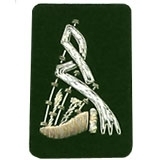 Bagpipe Badge Silver Bullion on Green