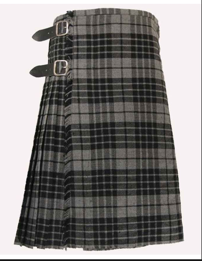 Kilt Grey Granite Handmade 8 yards on material 70% wool 30% synthetic wool weight is 10-12 oz per