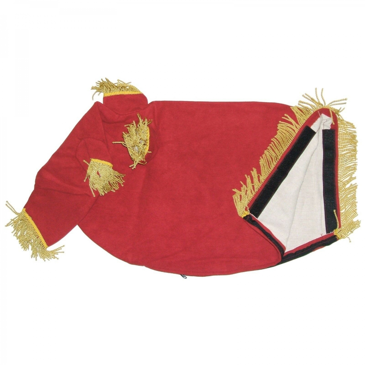 Pipe Bag Cover made of Velvet Red with Gold Fringe