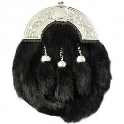 Sporrans made black rabbit fur at front Thistle design Cantle to
