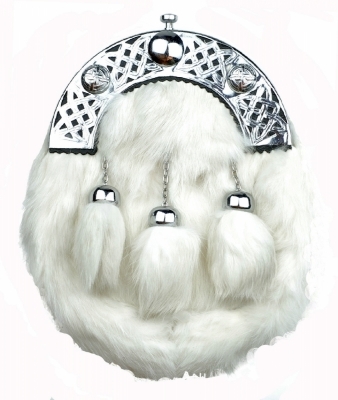 Sporrans made white rabbit fur at the front Cantle top