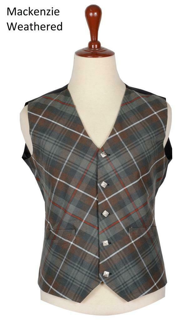 Mackenzie Weathered Tartan 5 Buttons Traditional Kilt Vest For Men