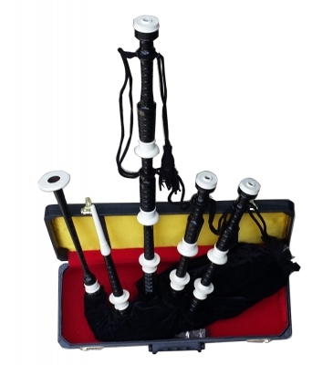 Bagpipe Black rosewood White Plastic Mounts Velvet Bag cover cord