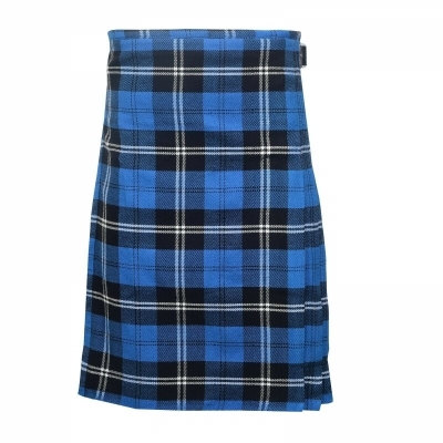 Blue Ramsay Tartan Kilt Hand made 8 yards on material 70% wool 30% synthetic wool