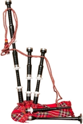 Bagpipe Black Color Ivory color Plastic Mounts Royal Stewart Bag 
