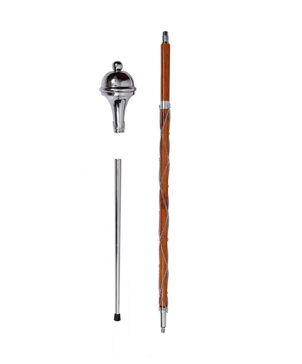 Drum major mace staves & stick plain head ball top chrome