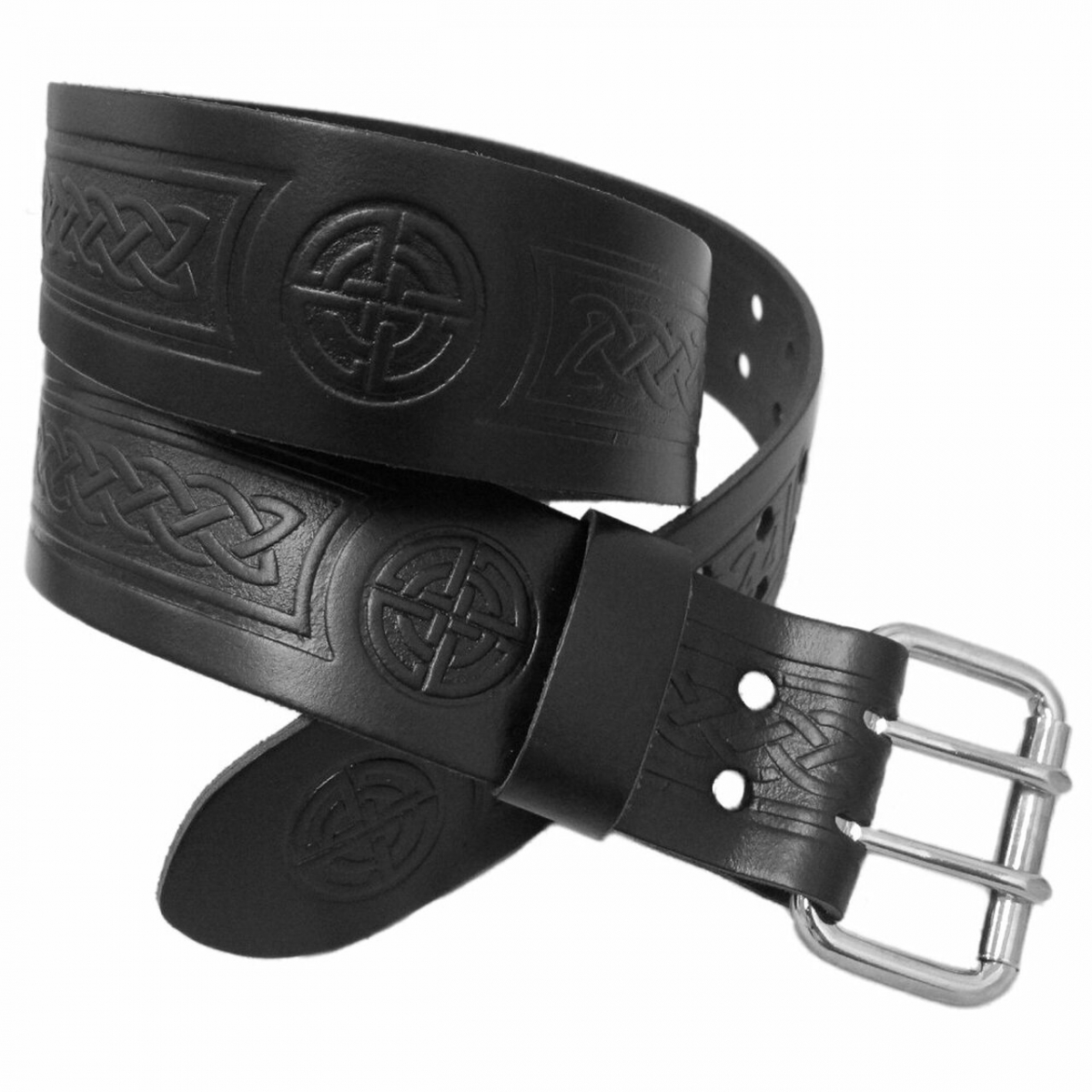 Utility Kilt Belt Sturdy two prong buckle Embossed with Celtic Knot Design 