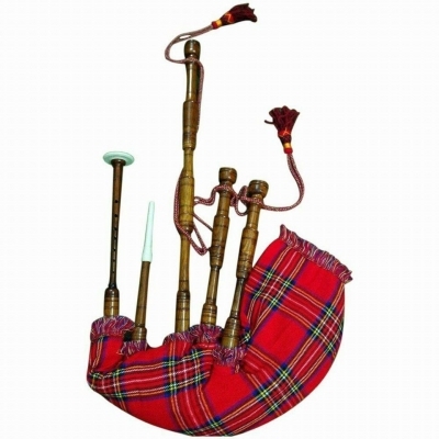 SCOTTISH GREAT HIGHLAND BAGPIPE ROYAL STEWART TARTAN COVER BAG COVER & MATCHING CORD