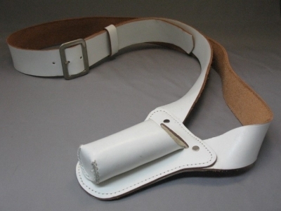 White Leather Flag Hold Belt 