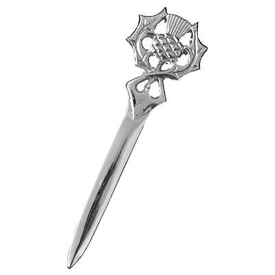 New Deluxe Scottish Thistle Kilt Pin with Chrome Finish