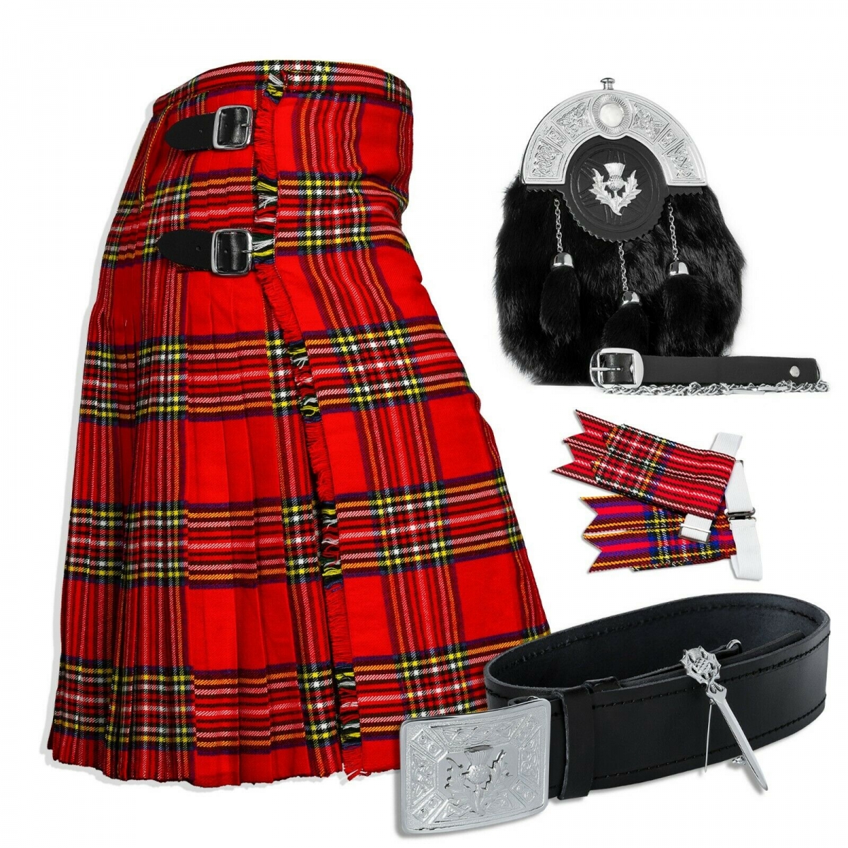 Royal Stewart 08 Yards 6-Pieces Kilt outfit Set