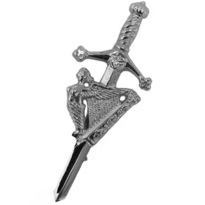 Irish harp lady kilt pin chrome finish back