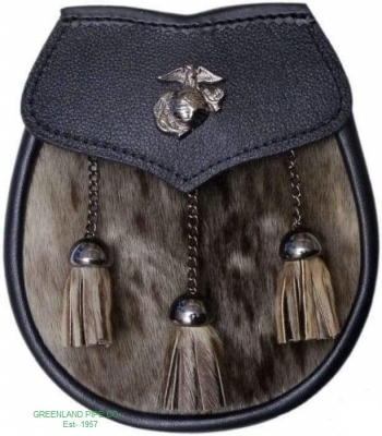 A semi-dress sporran featuring a chrome US Marine badge 