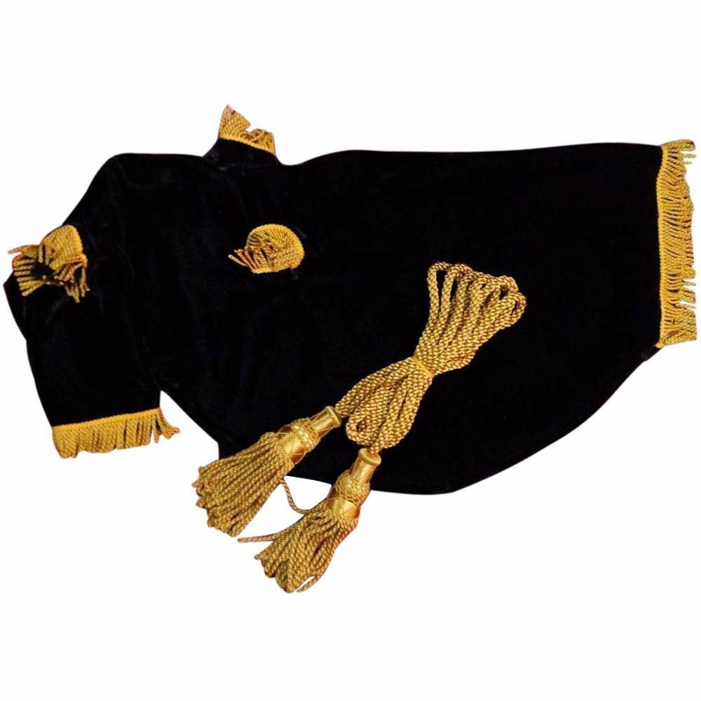 Great Highland Bagpipes Air Bag Cover Black Velvet Golden Silk cord