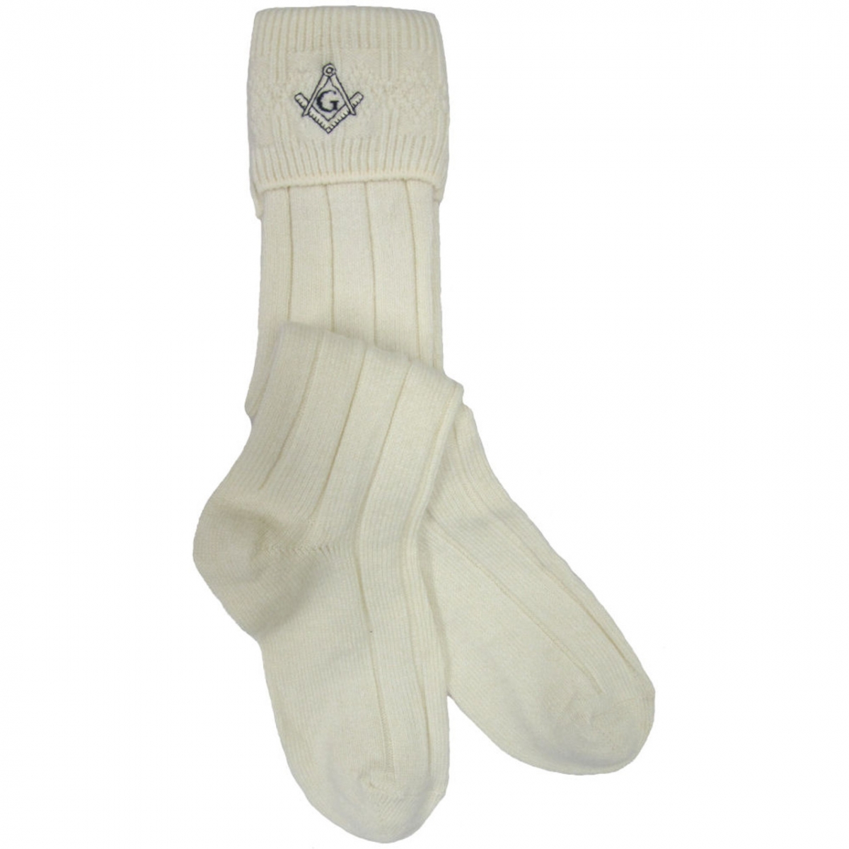 Men Ecru Kilt Hose/Socks With Masonic Symbol