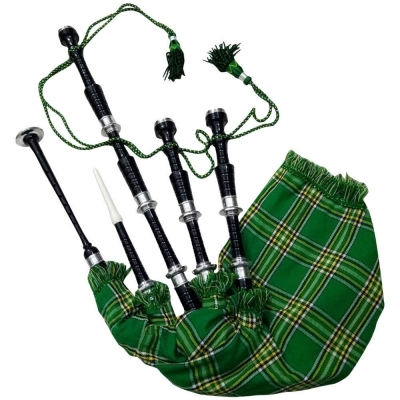 Bagpipe Black rosewood Nickel Silver Fitting Irish National Tartan cover