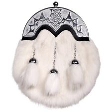 White rabbit fur with the Highland thistle design cantle top