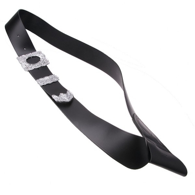 Black Leather Piper Cross Belt