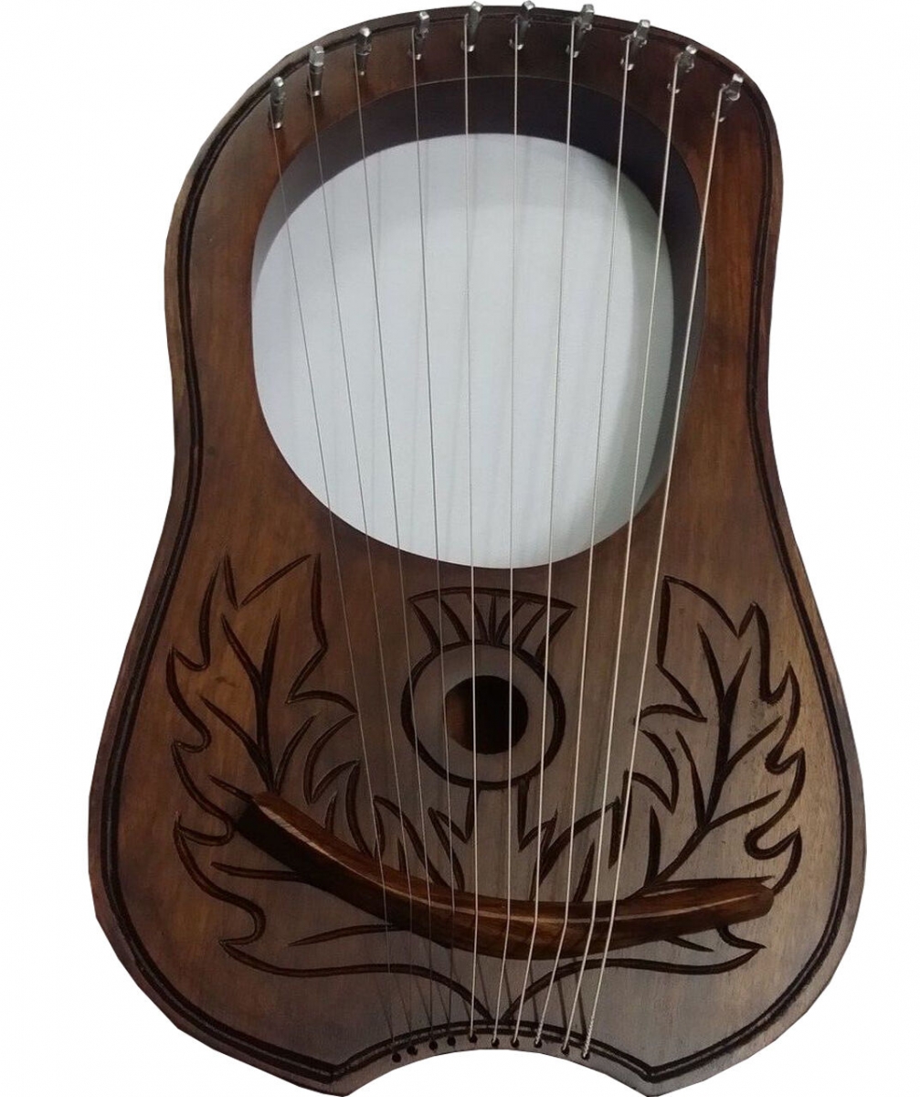 A lyre harp Scottish thistle design rosewood and equipped 10 strings 