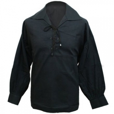 Men BLACK Ghillie Shirt Four pairs of metal eyelets. Leather thong thread through