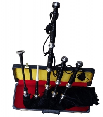 Bagpipe Black rosewood Nickle Silver Mounts Velvet Bag cover cord