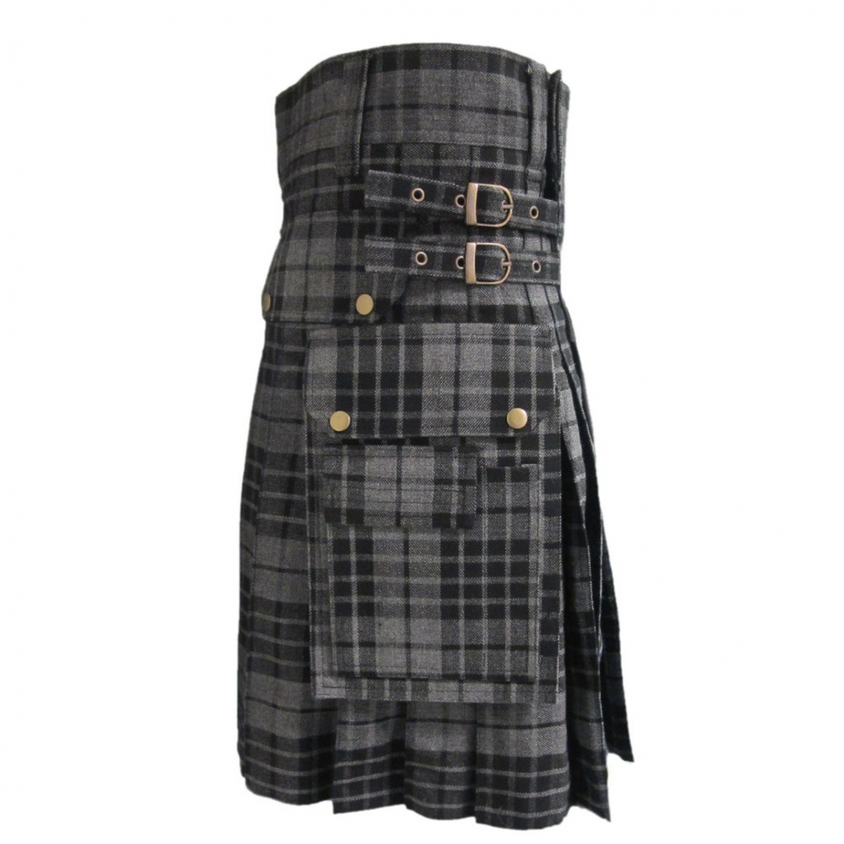 Men Grey Granite Tartan Utility Kilt